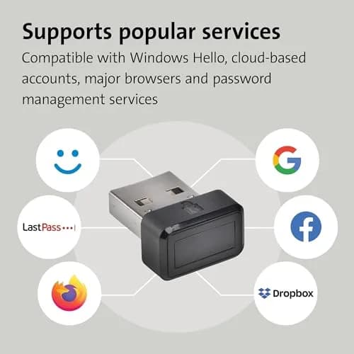 Kensington VeriMark Gen1 USB-A Fingerprint Key Reader | Anti-Spoofing Security for Windows Hello thumbnail 3