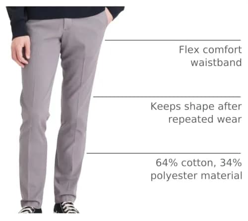 Dockers Slim Fit Easy Khaki Pants 33W x 30L | Stretch, Wrinkle-Free, Casual Style thumbnail 4
