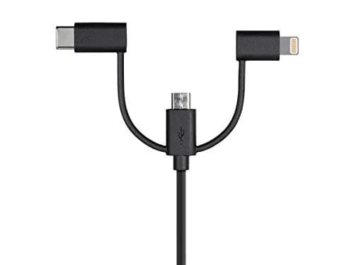 Monoprice 118789 Apple MFi Certified USB to Micro USB + USB Type-C + Lightning Cable 3ft Black thumbnail 5