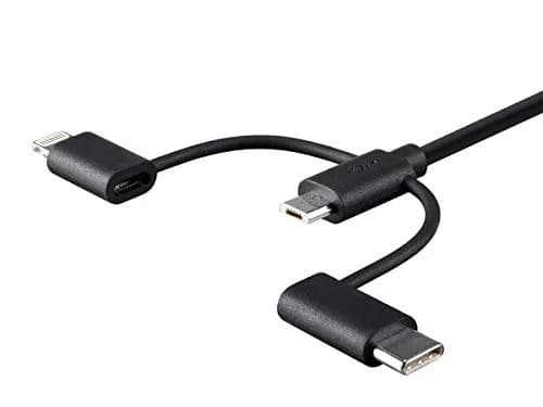Monoprice 118789 Apple MFi Certified USB to Micro USB + USB Type-C + Lightning Cable 3ft Black thumbnail 3