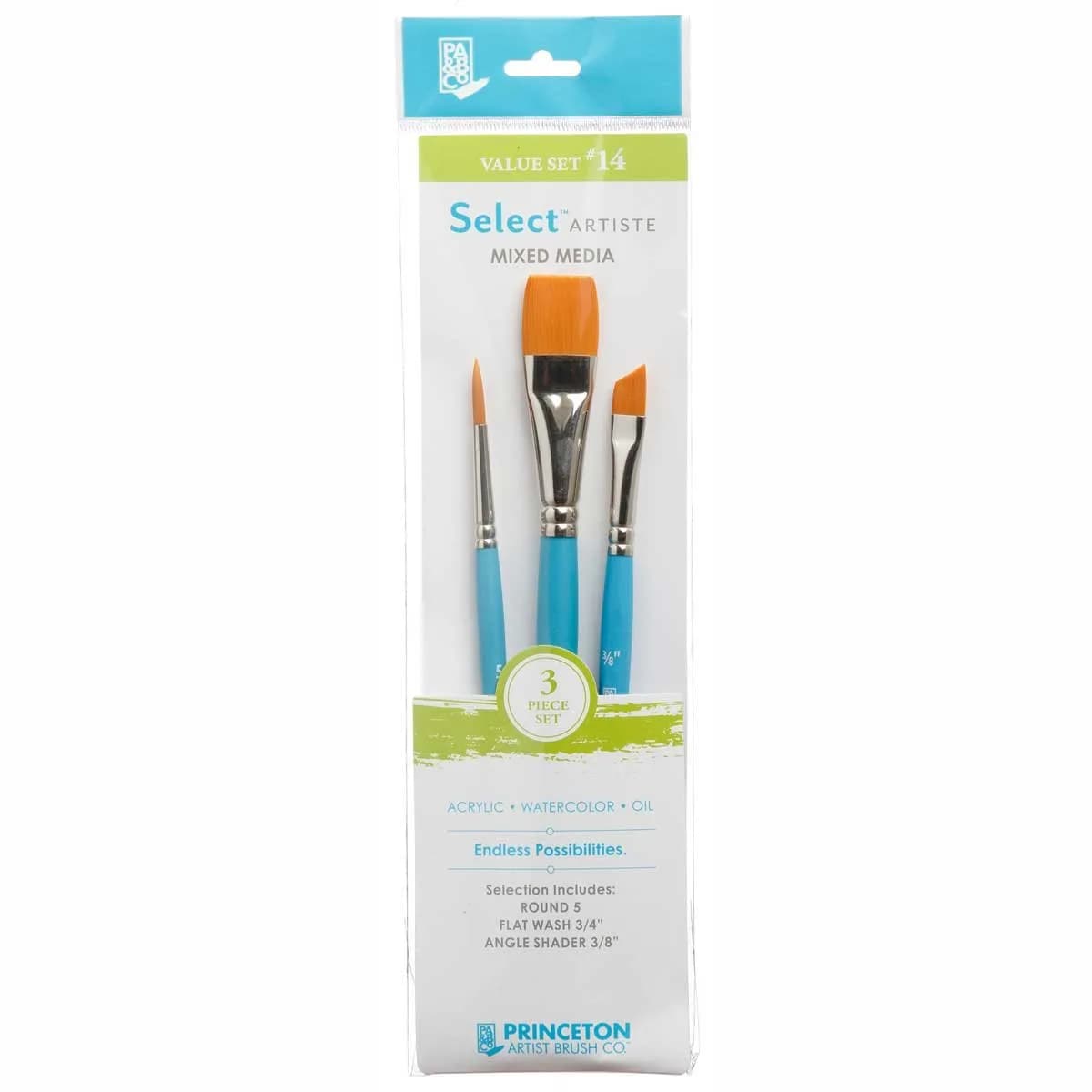 Princeton Select Artiste Brush Set No. 14, 3 Piece Synthetic Brush Set for Acrylic, Oil & Watercolor - main product image