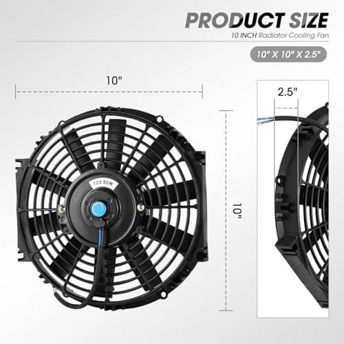 DNA Motoring 10 Inch Electric Slim Radiator Fan with Mount Kit, Black | High Performance Cooling Fan Assembly thumbnail 2
