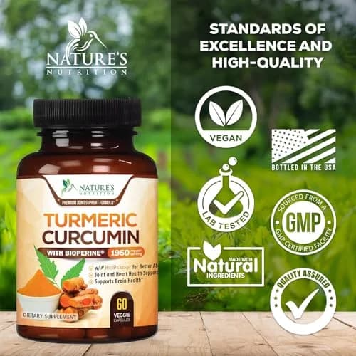 Nature's Nutrition Turmeric Curcumin Supplement 1950mg with BioPerine & Organic Turmeric | 60 Vegan Capsules thumbnail 4
