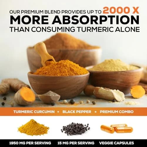Nature's Nutrition Turmeric Curcumin Supplement 1950mg with BioPerine & Organic Turmeric | 60 Vegan Capsules thumbnail 6