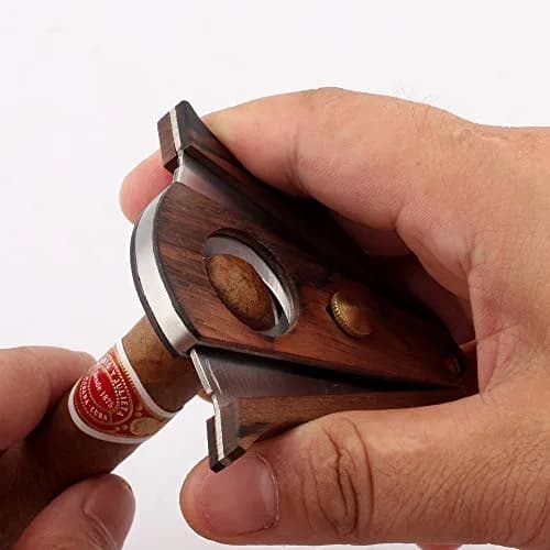 G GALINER Cigar Cutter Guillotine Double Blade Stainless Steel & Zebra Wood with Lock System | 22mm Cut Hole thumbnail 7