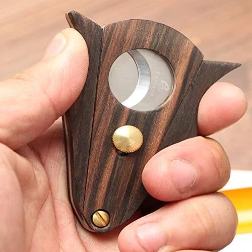 G GALINER Cigar Cutter Guillotine Double Blade Stainless Steel & Zebra Wood with Lock System | 22mm Cut Hole thumbnail 8