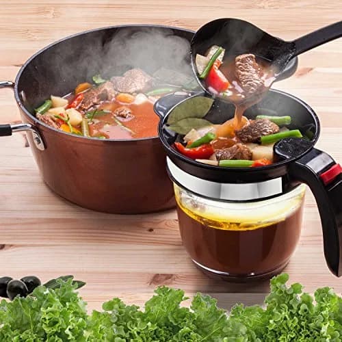 VONDIOR Food Strainer with Bottom Release | 4-Cup Grease Separator for Cooking & Juicing thumbnail 2