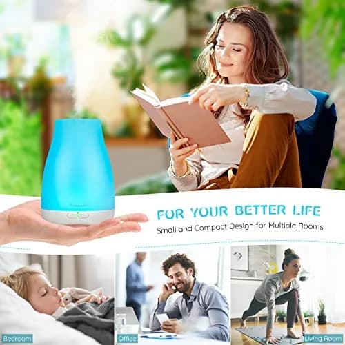 Homeweeks Essential Oil Diffuser 100ml (3.38 Fl Oz) | Ultrasonic Aroma Diffuser with Automatic Shut-Off thumbnail 2