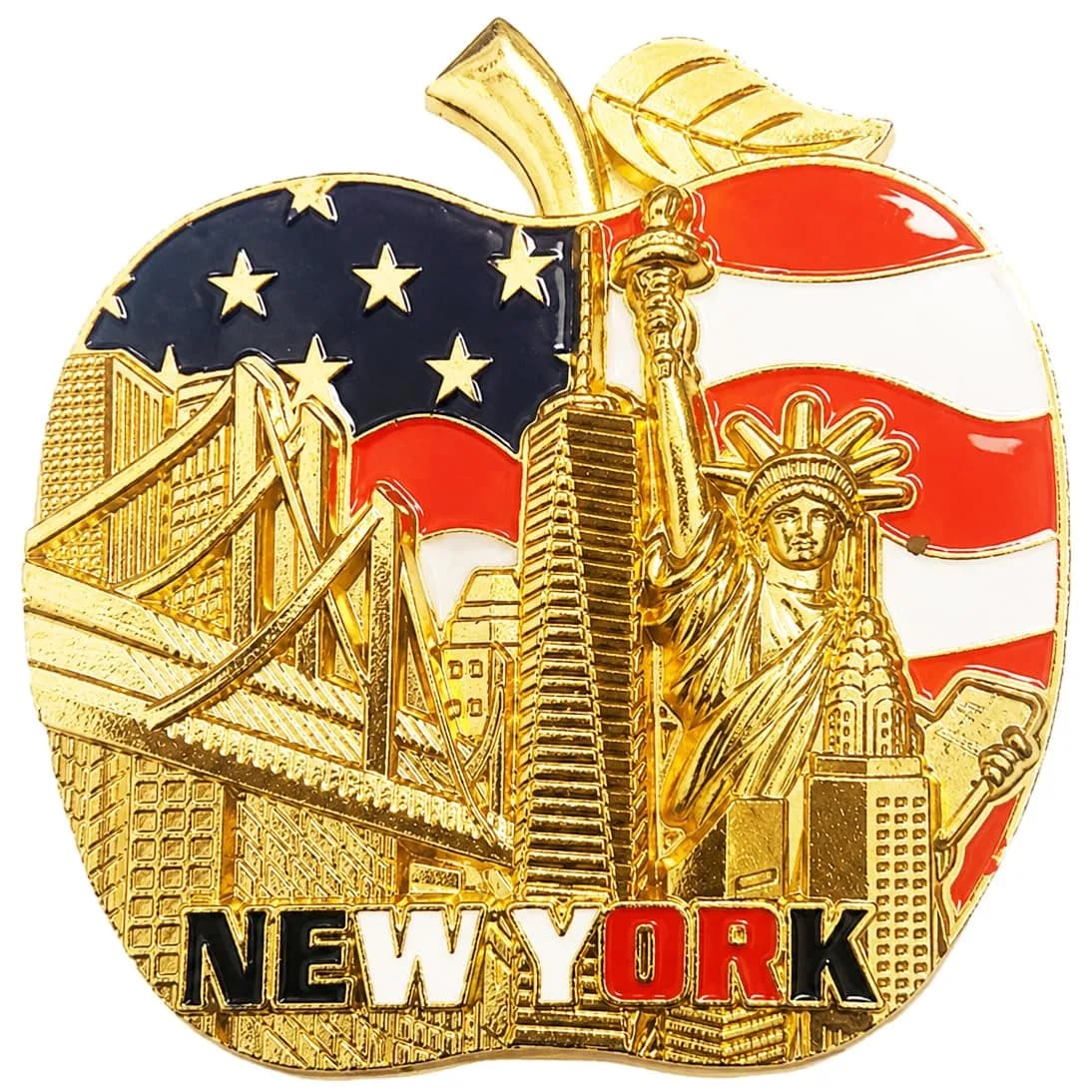 Favorict Big Apple New York Souvenir Magnet 3" x 3" | Iconic NYC Landmark Decor