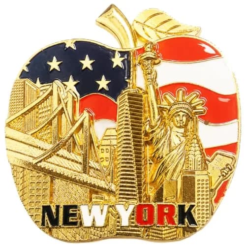 Favorict Big Apple New York Souvenir Magnet 3" x 3" | Iconic NYC Landmark Decor thumbnail 1