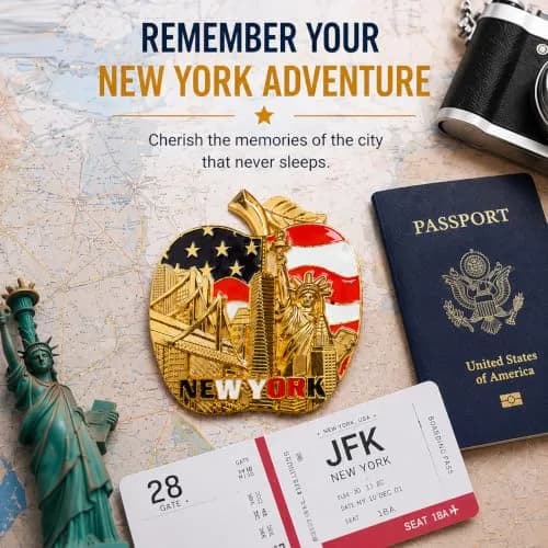 Favorict Big Apple New York Souvenir Magnet 3" x 3" | Iconic NYC Landmark Decor thumbnail 5