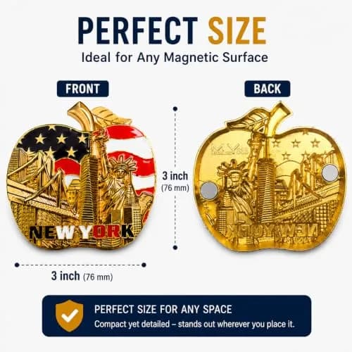 Favorict Big Apple New York Souvenir Magnet 3" x 3" | Iconic NYC Landmark Decor thumbnail 2