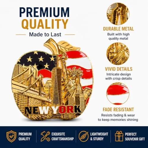 Favorict Big Apple New York Souvenir Magnet 3" x 3" | Iconic NYC Landmark Decor thumbnail 3