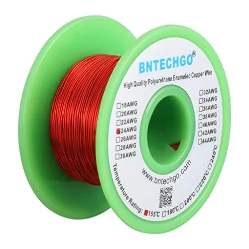 BNTECHGO Red 24 AWG Enameled Magnet Wire 4 oz (113.4g) | Copper Coil Wire for Transformers, Motors, DIY Projects thumbnail 2