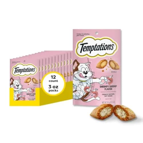 Temptations Classic Crunchy Cat Treats, Shrimpy Shrimp Flavor, 3 oz (85g) x 12 Pack | Irresistible Cat Snacks thumbnail 1