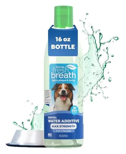 TropiClean Fresh Breath Max Strength Dog Teeth Cleaning Water Additive 473ml (16 fl oz) | VOHC Accepted for Plaque & Tartar Control thumbnail 1