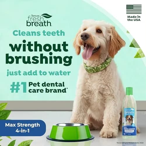 TropiClean Fresh Breath Max Strength Dog Teeth Cleaning Water Additive 473ml (16 fl oz) | VOHC Accepted for Plaque & Tartar Control thumbnail 2