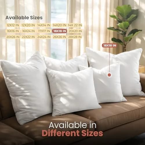 Utopia Bedding 18x18 Inch (45x45 cm) Pillow Inserts, White Throw Pillow Fillers | High-Rebound Fiber Core thumbnail 6