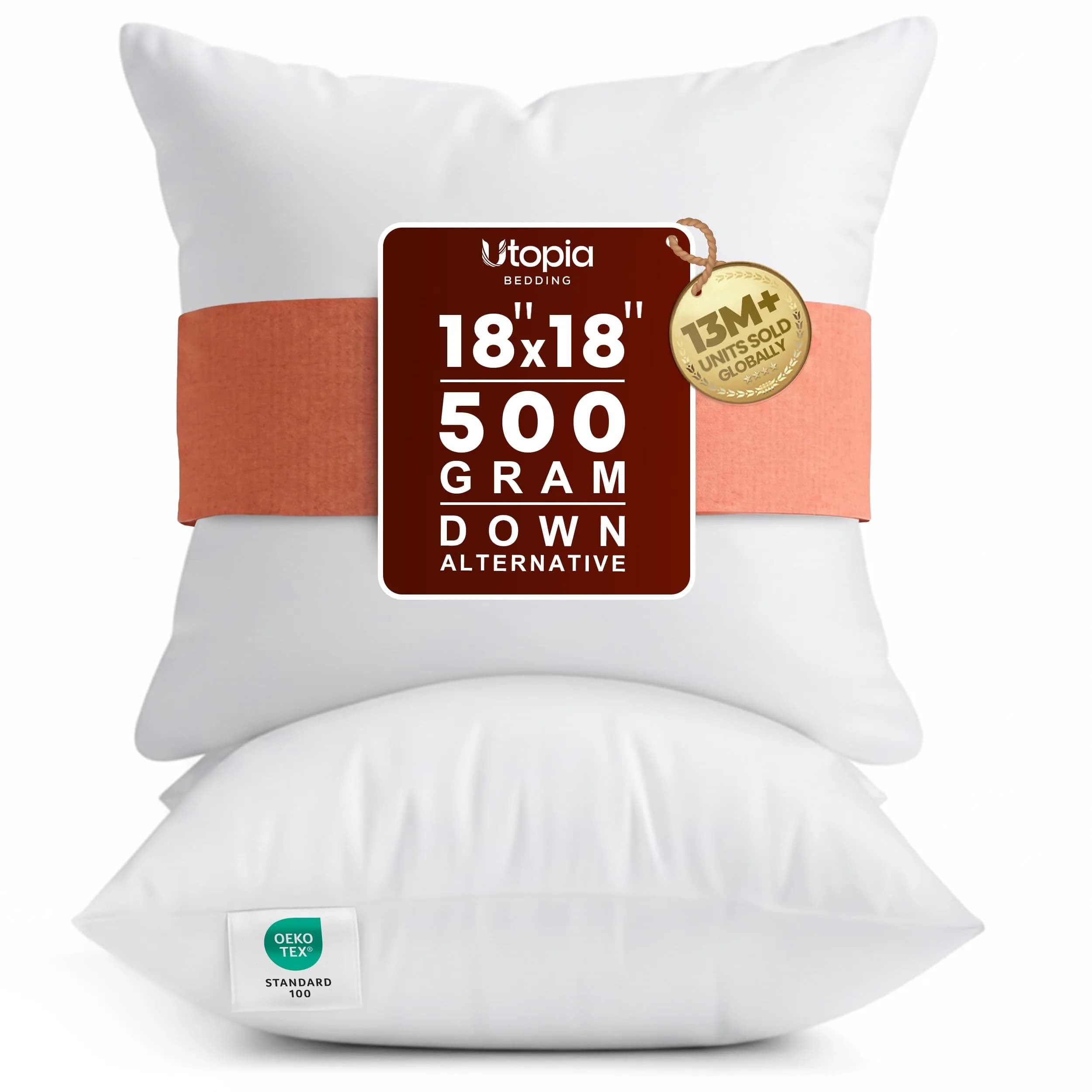Utopia Bedding 18x18 Inch (45x45 cm) Pillow Inserts, White Throw Pillow Fillers | High-Rebound Fiber Core
