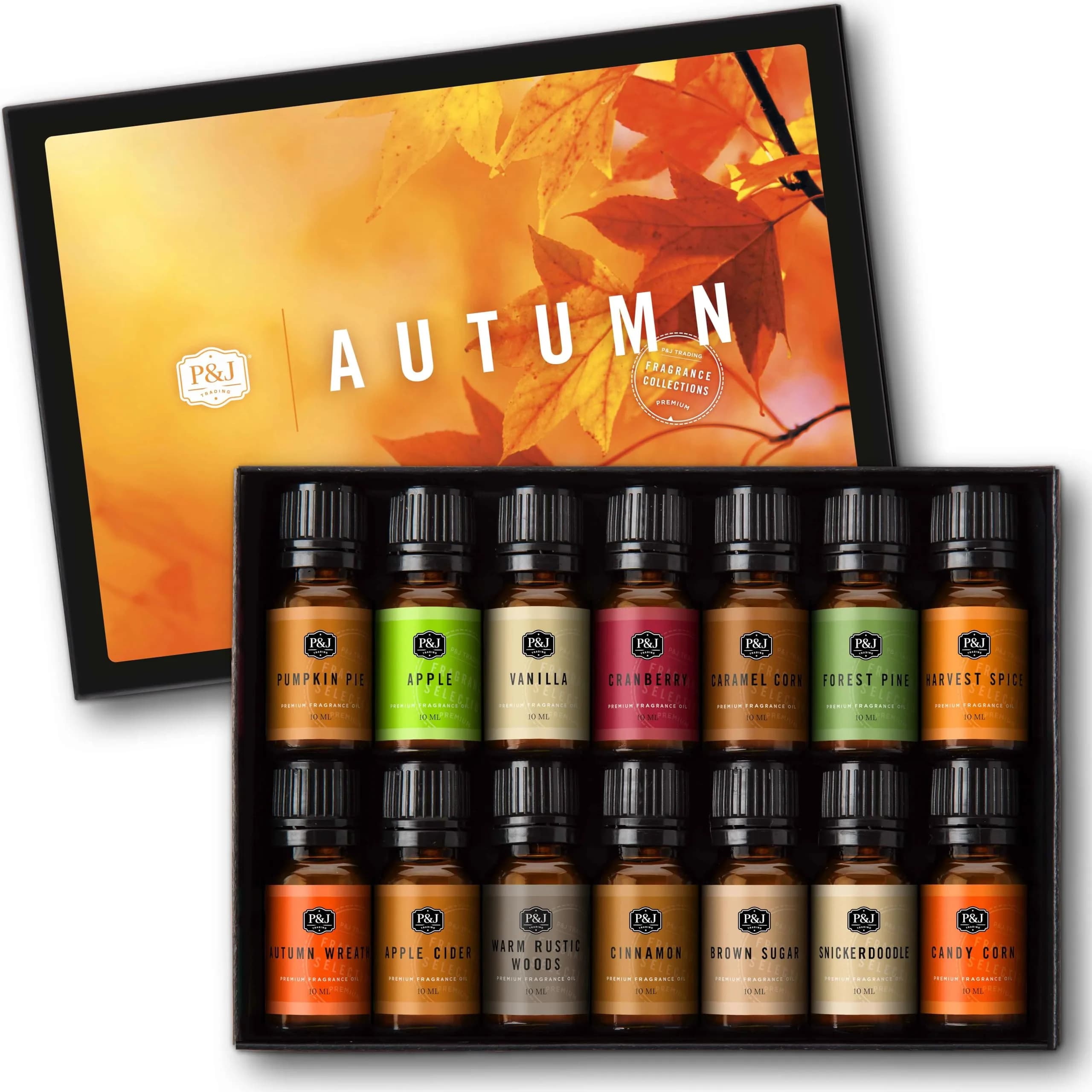 P&J Trading Autumn Fragrance Oil Set for Candle & Soap Making, 14 x 10ml Bottles | IFRA Certified Master Perfumer Formulations - main product image