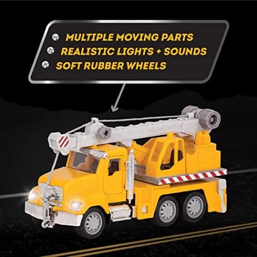 Driven by Battat Crane Truck Toy with Lights & Sounds, Movable Parts, 16.5 cm (6.5 Inches) | ASTM-Tested Construction Vehicle for Kids 3+ thumbnail 4