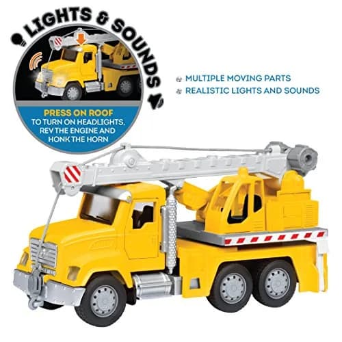 Driven by Battat Crane Truck Toy with Lights & Sounds, Movable Parts, 16.5 cm (6.5 Inches) | ASTM-Tested Construction Vehicle for Kids 3+ thumbnail 7
