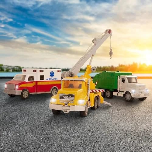 Driven by Battat Crane Truck Toy with Lights & Sounds, Movable Parts, 16.5 cm (6.5 Inches) | ASTM-Tested Construction Vehicle for Kids 3+ thumbnail 8