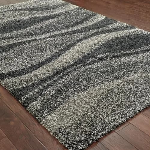 Oriental Weavers Henderson Shag Area Rug 1'10" x 3'3" | Plush Soft Modern Style in Grey/Charcoal thumbnail 3
