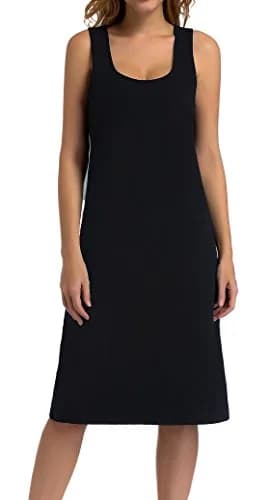 Chamllymers Women's Nightgown Sleeveless Cotton Sleepwear Long Dress Black S | Soft, Loose Fit, Knee Length, US Size XS-XXL, Imported thumbnail 2