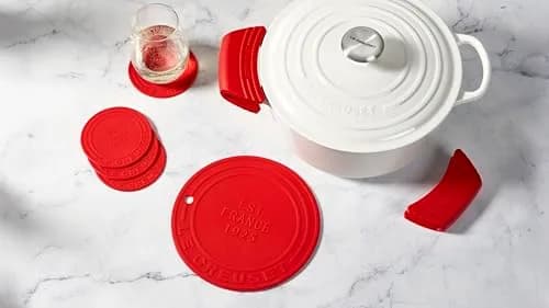 Le Creuset Silicone Handle Grips Set of 2, 12.7cm (5") x 6.35cm (2.5") each, Marseille | Protects Hands from Hot Cookware thumbnail 2