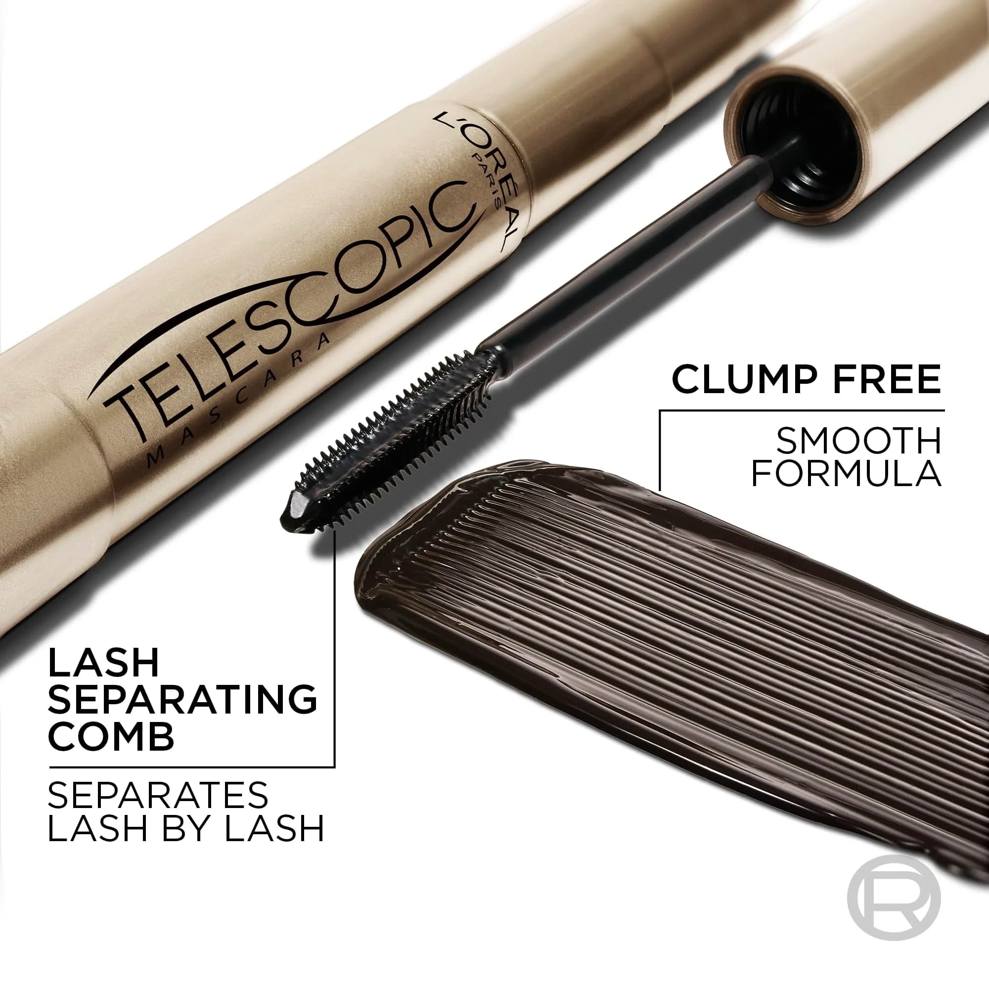 L'Oreal Paris Original Telescopic Mascara, Washable Black Brown, 7.9ml (0.27 Fl Oz) | Lengthening & Separating Formula - view 3