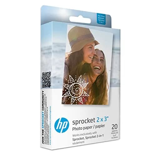 HP Sprocket 2x3" Premium Zink Sticky Back Photo Paper (20 Sheets) | Fade-Resistant & Acid-Free thumbnail 1