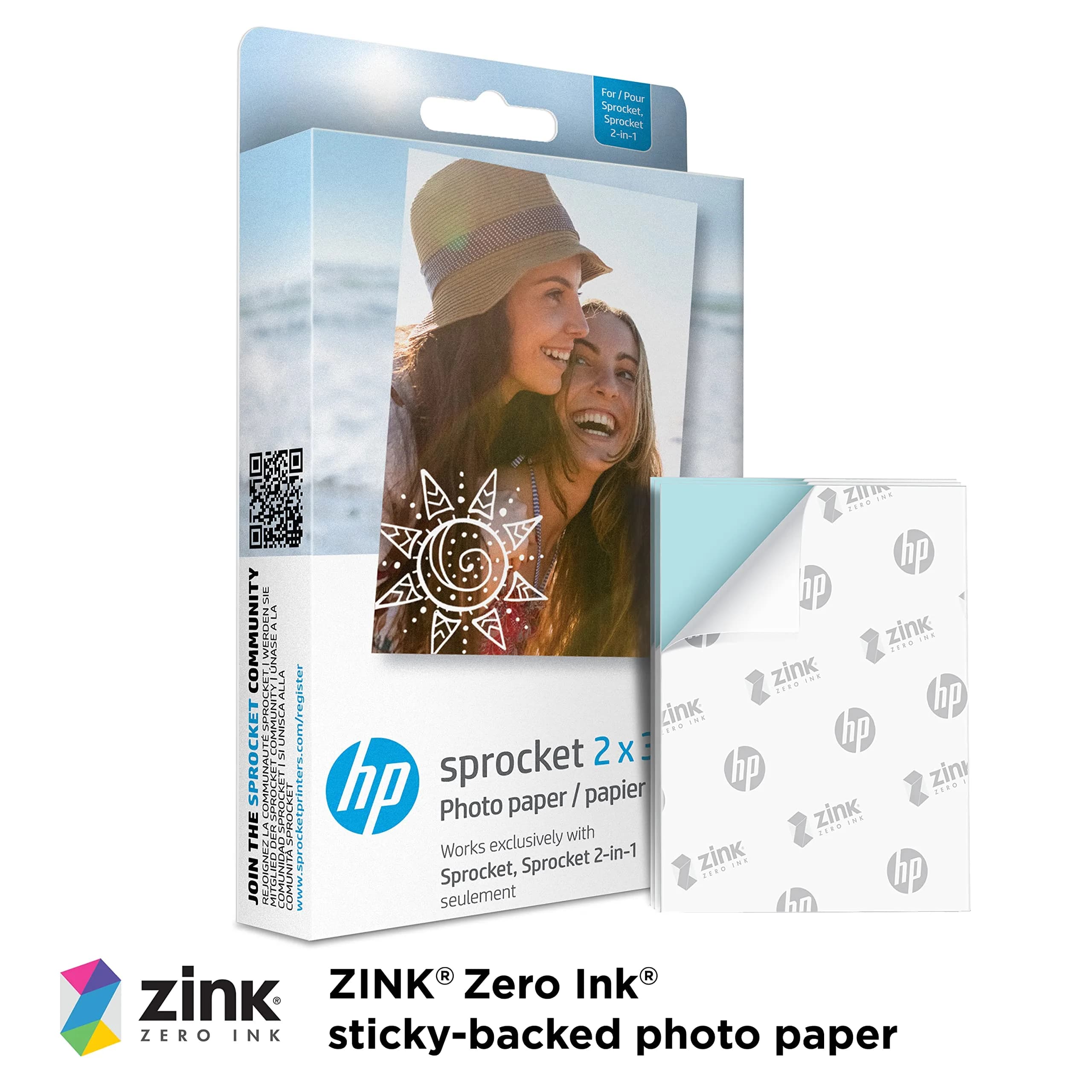 HP Sprocket 2x3" Premium Zink Sticky Back Photo Paper (20 Sheets) | Fade-Resistant & Acid-Free - view 2