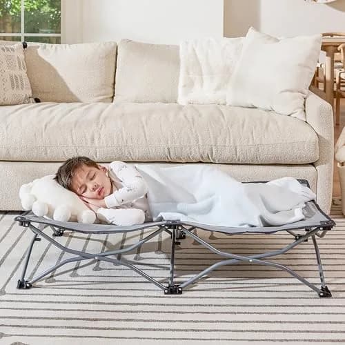 Regalo My Cot Portable Toddler Bed 46.5" x 24" x 9.5" Gray | Foldable Kids Travel Bed & Camping Cot thumbnail 1