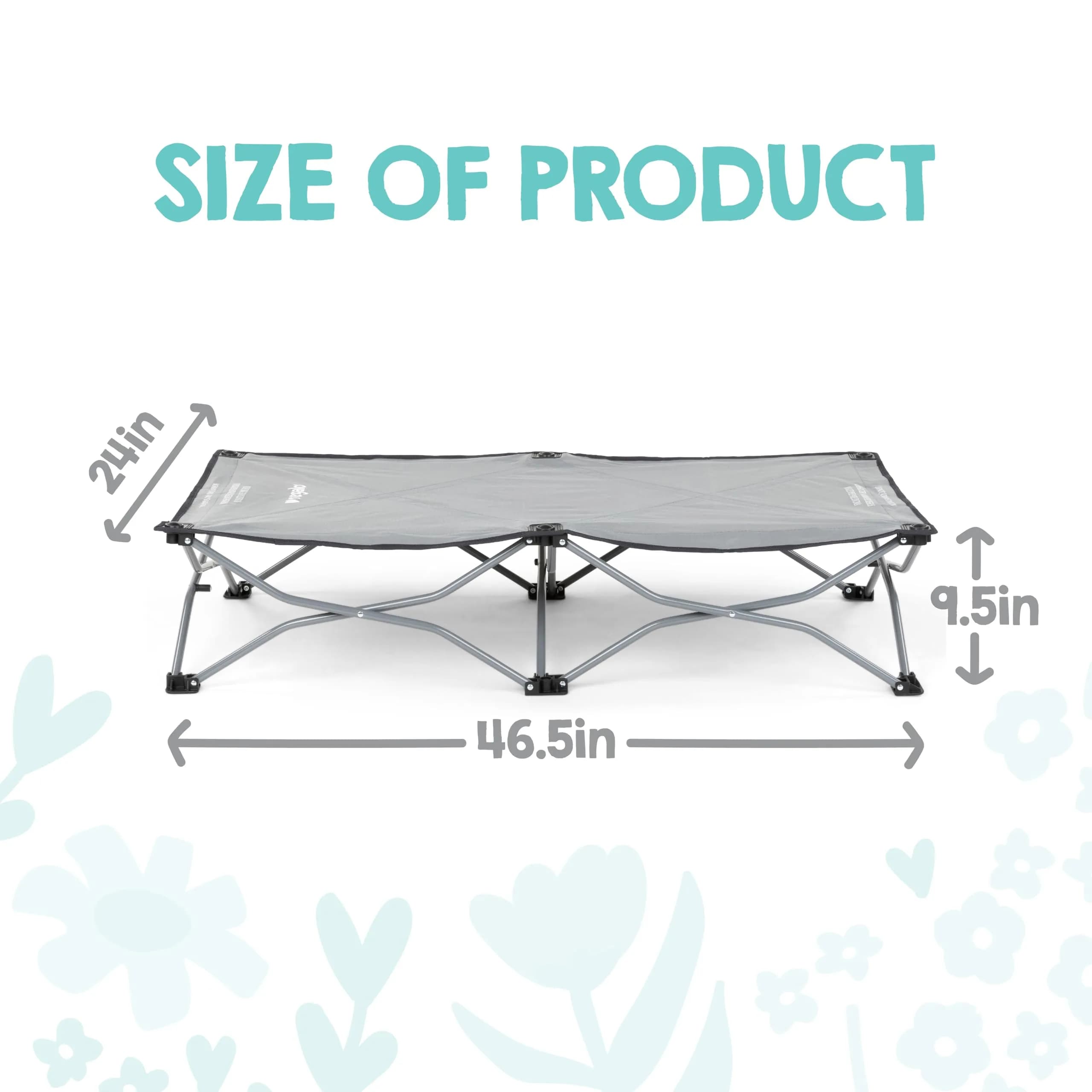 Regalo My Cot Portable Toddler Bed 46.5" x 24" x 9.5" Gray | Foldable Kids Travel Bed & Camping Cot - view 3