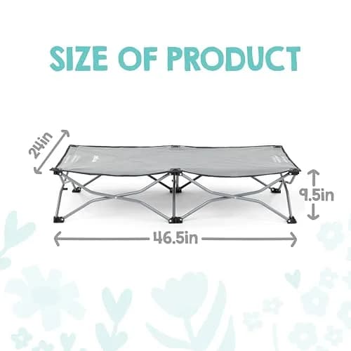 Regalo My Cot Portable Toddler Bed 46.5" x 24" x 9.5" Gray | Foldable Kids Travel Bed & Camping Cot thumbnail 3