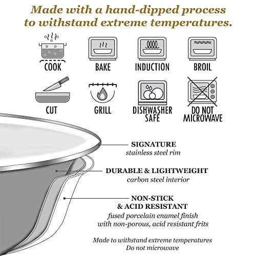 Golden Rabbit Enamelware Saute Pan, 3 quart | Black Swirl Porcelain Enamel Finish, Oven & Induction Safe thumbnail 4