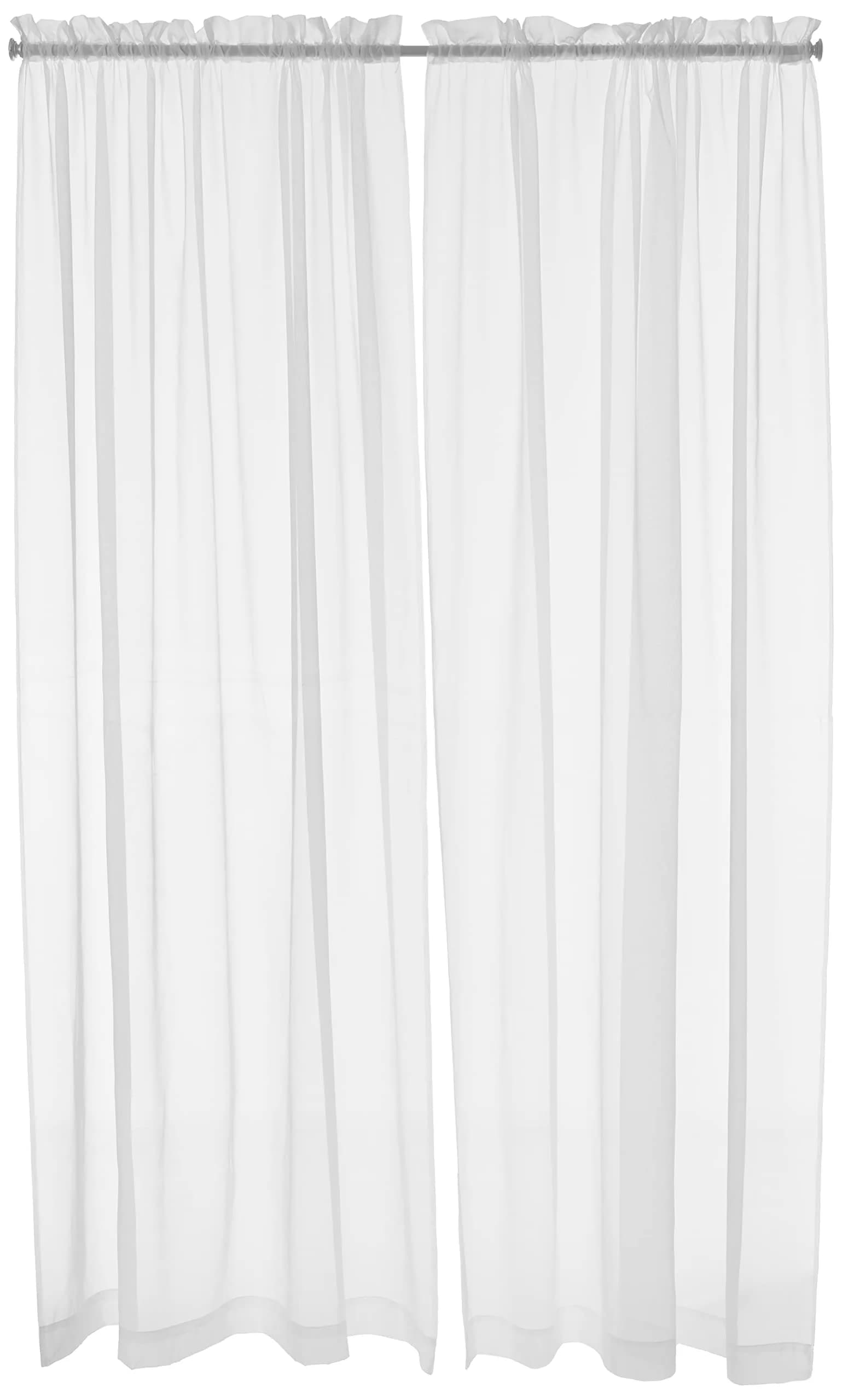 Pairs to Go Victoria Voile Modern Sheer Rod Pocket Window Curtains for Living Room (2 Panels), 59 in x 95 in, Turquoise — White