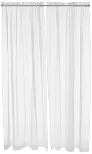 Pairs to Go Victoria Voile Modern Sheer Rod Pocket Window Curtains for Living Room (2 Panels), 59 in x 95 in, White thumbnail 1