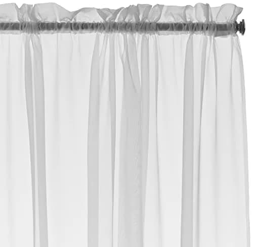 Pairs to Go Victoria Voile Modern Sheer Rod Pocket Window Curtains for Living Room (2 Panels), 59 in x 95 in, White thumbnail 2