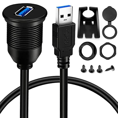 BATIGE USB 3.0 Male to Female AUX Car Mount Flush Cable 3ft | Waterproof Car Extension thumbnail 1