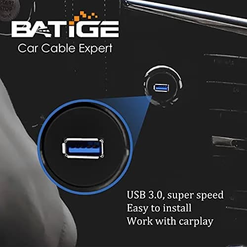 BATIGE USB 3.0 Male to Female AUX Car Mount Flush Cable 3ft | Waterproof Car Extension thumbnail 3