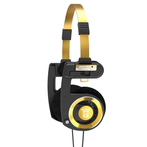 Koss Porta Pro Limited Edition Black Gold On-Ear Headphones with Microphone & Volume Control | Wired 3.5mm Jack — Black Gold
