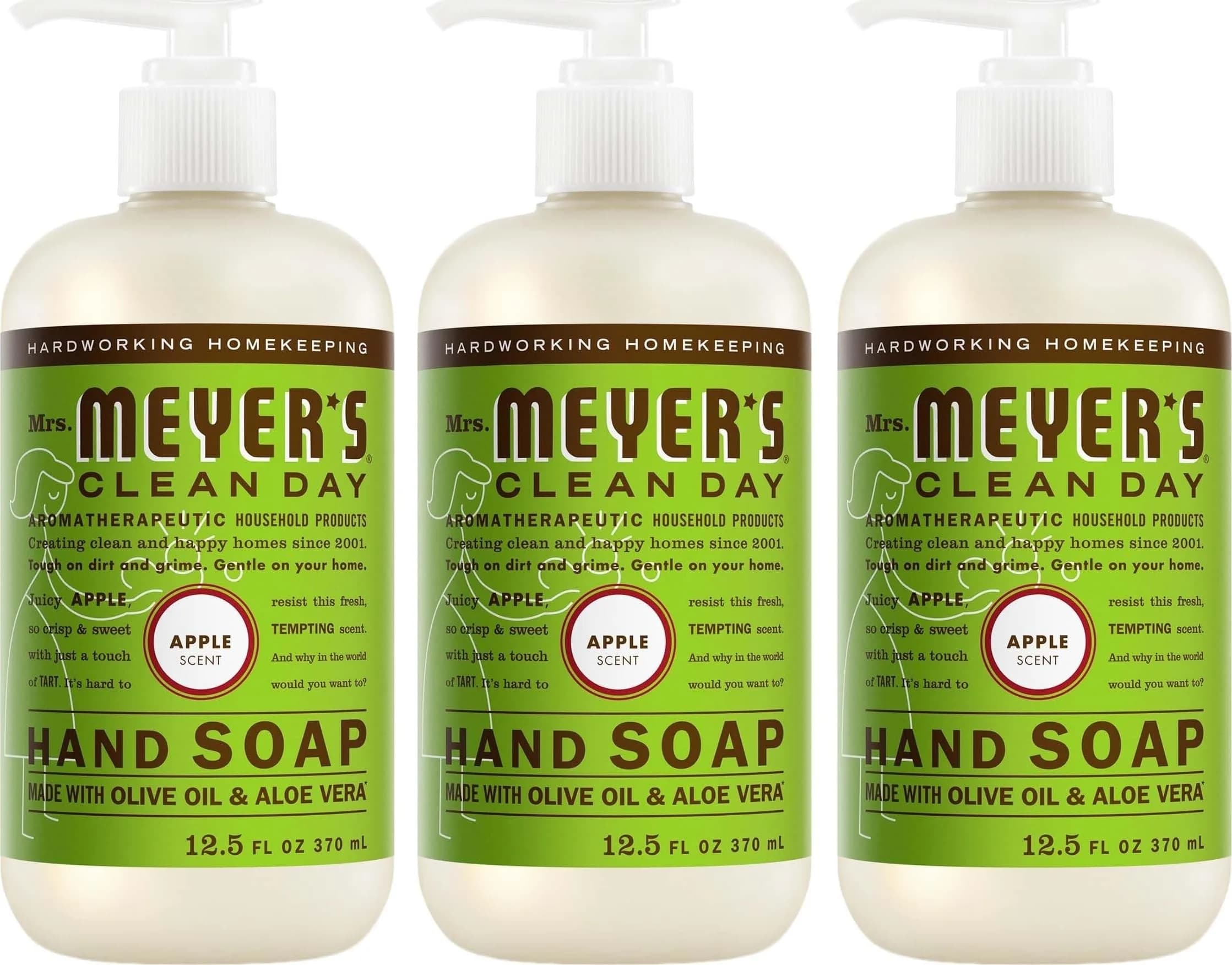 Mrs. Meyer's Clean Day Hand Soap Apple Scent 3 x 12.5 fl oz (375 ml) | Gentle Cleansing for Busy Hands - view 3