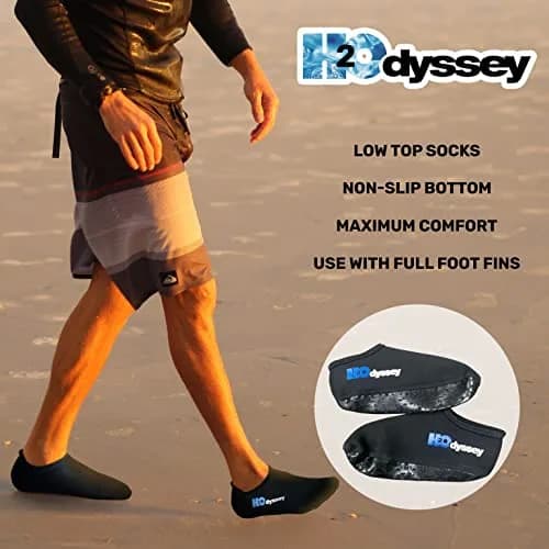 H2ODYSSEY 2mm Neoprene Fin Socks – Anti‑Blister Snorkeling & Diving Socks for Fins – Warm, Flexible, Low‑Cut Water Socks for Swimming, Scuba, Bodyboarding & Pool Training – Made in USA thumbnail 7
