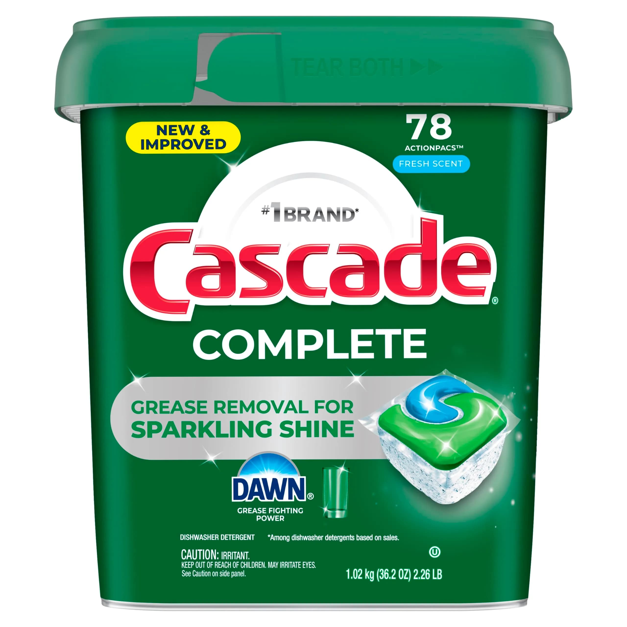 Cascade Complete Dishwasher Pods Fresh Scent ActionPacs, 78 Count | USA Imported Detergent for Sparkling Dishes - view 9