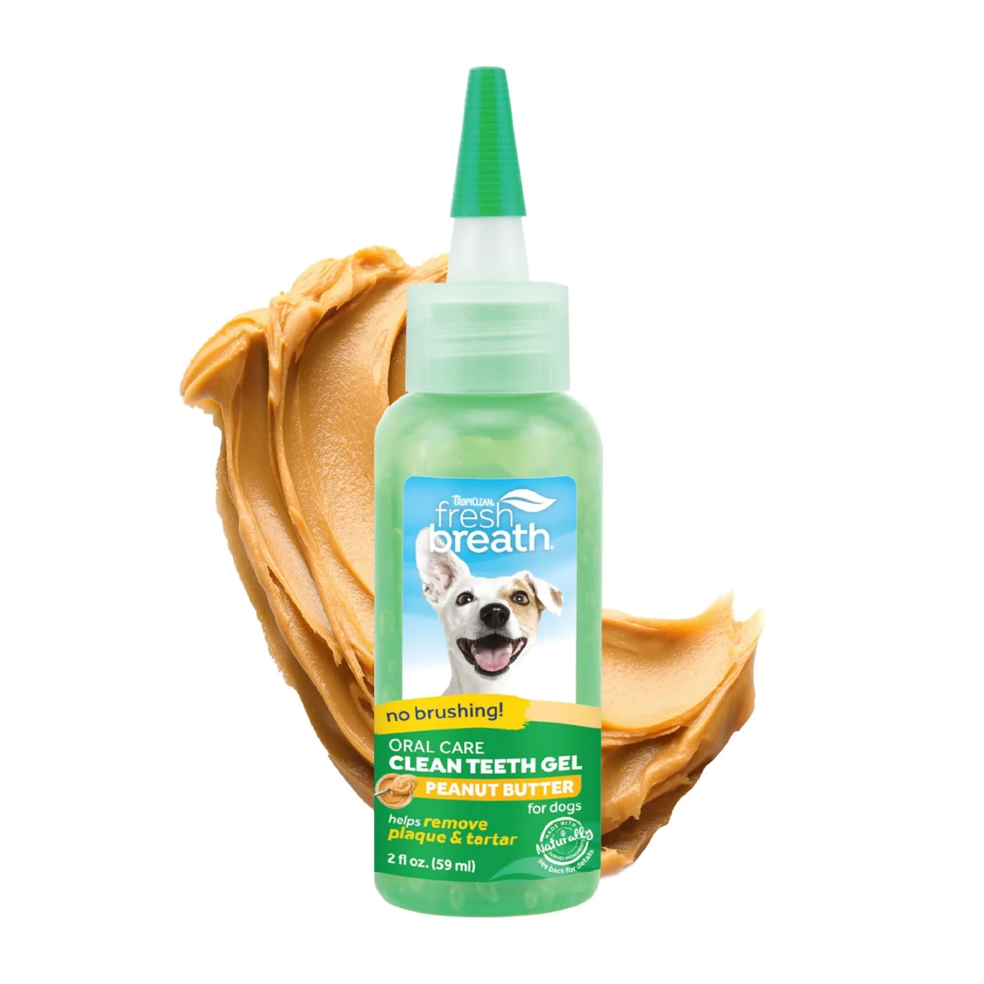TropiClean Fresh Breath Dog Toothpaste Peanut Butter Flavor 59ml (2 Fl Oz) | No Brush Needed Plaque & Tartar Remover - main product image