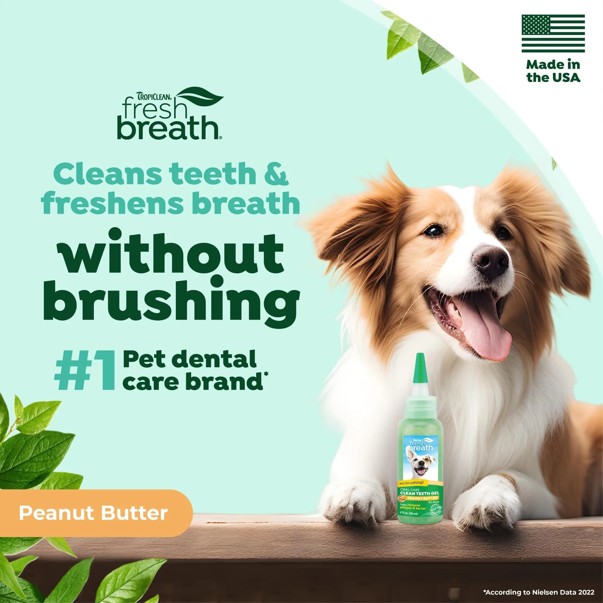TropiClean Fresh Breath Dog Toothpaste Peanut Butter Flavor 59ml (2 Fl Oz) | No Brush Needed Plaque & Tartar Remover - view 2