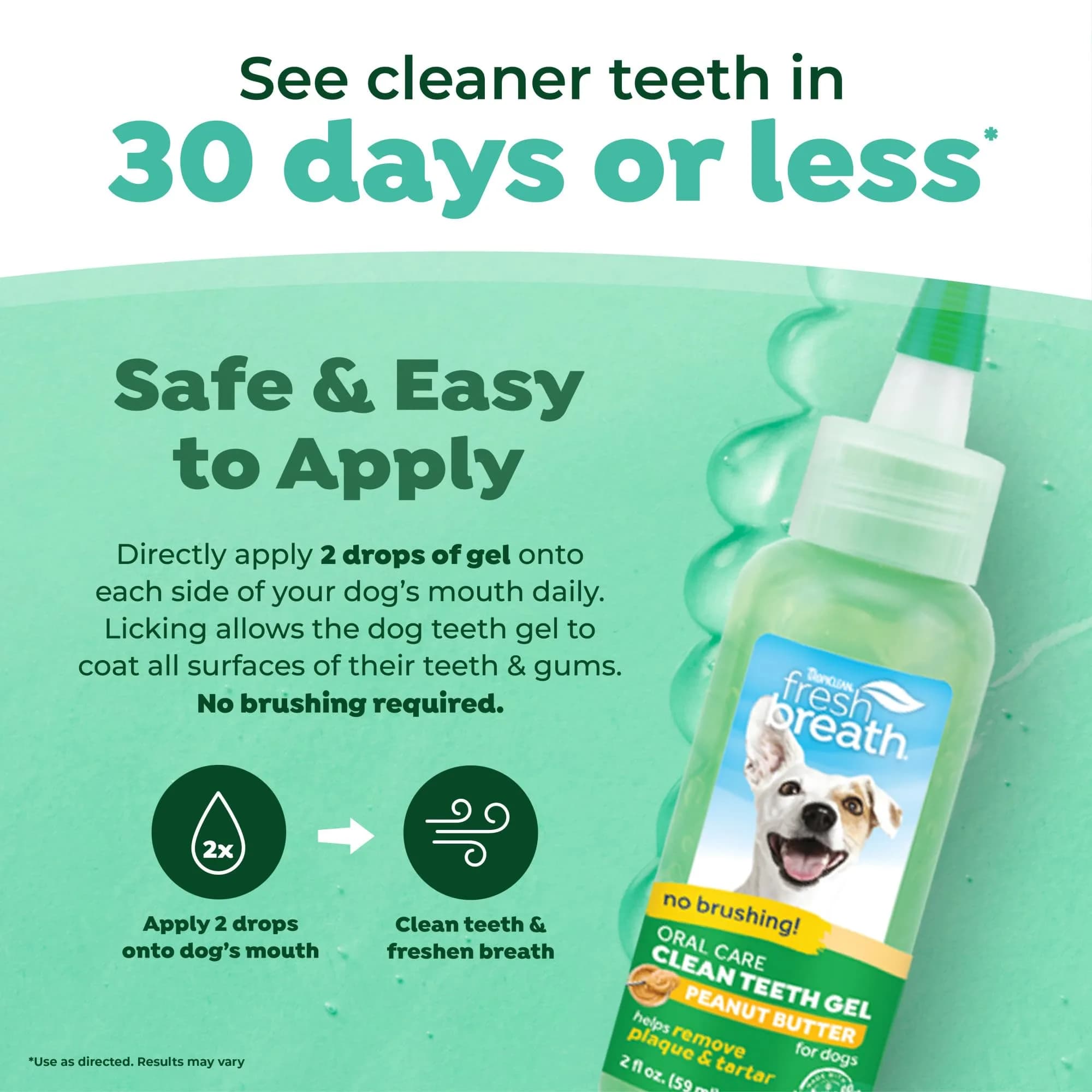 TropiClean Fresh Breath Dog Toothpaste Peanut Butter Flavor 59ml (2 Fl Oz) | No Brush Needed Plaque & Tartar Remover - view 3