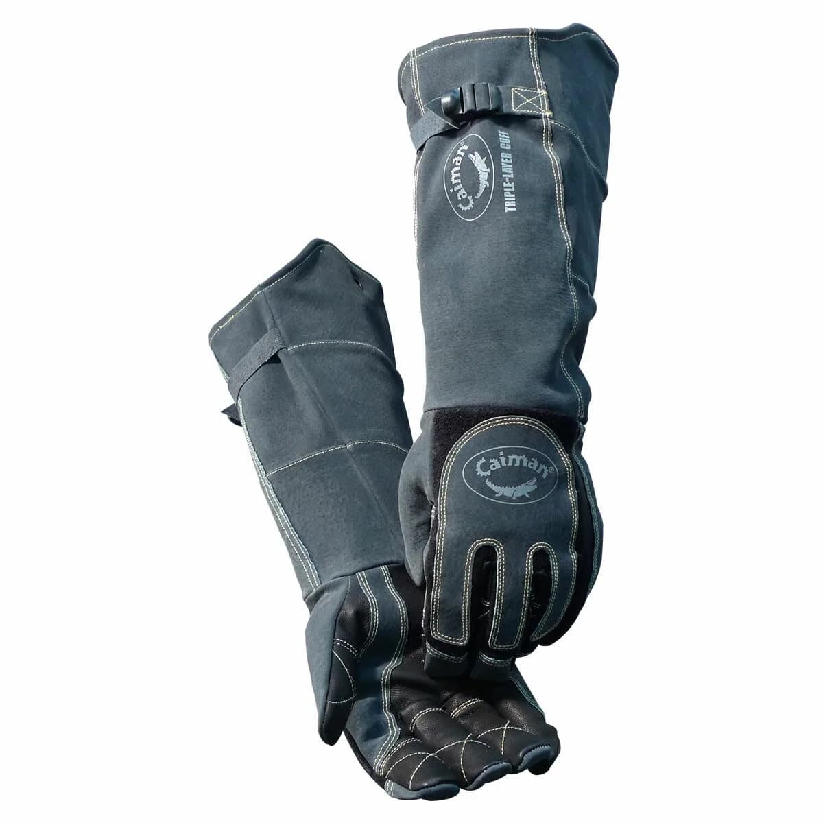 Caiman Heavy Duty Sheep Grain MIG/Stick Welding Gloves | 21in, Kevlar Reinforced, Triple-Layer Cuff, Boarhide Patch (Large)